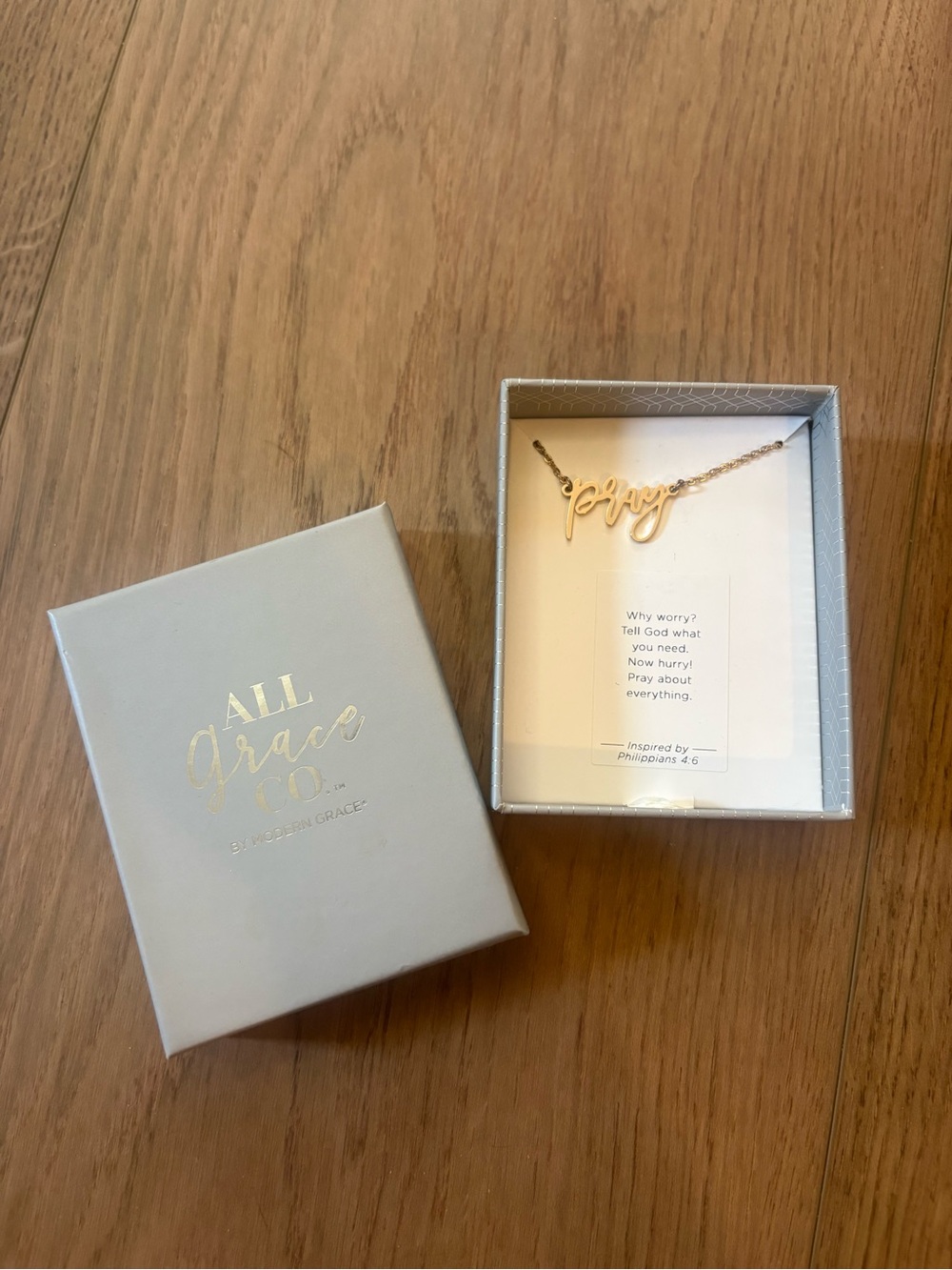 'Pray' Script Necklace in Gold